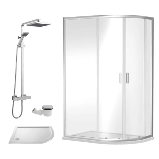 Balterley Offset Right Quadrant Tray Square Shower Waste 1000x 800mm in White White Unisex