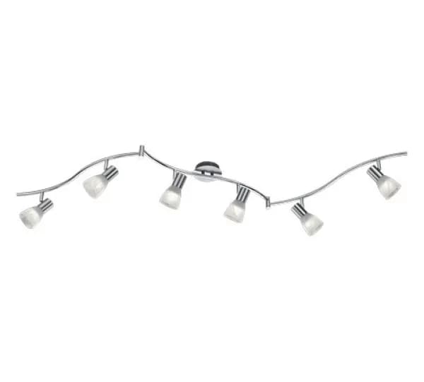 Levisto Modern 6 Light Ceiling Spotlight Bar Nickel Matt 3000K