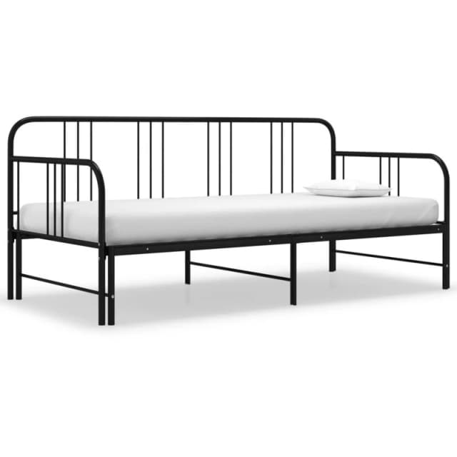 VIDAXL Pull-out Sofa Bed Frame without Mattress Black Metal 90x200cm Vidaxl 8720286162514