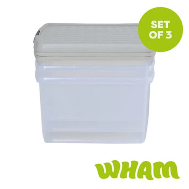 Wham Clip 10.02 25.5L Square Box & Lid Clear/Stone/Slate Gray 19331/3