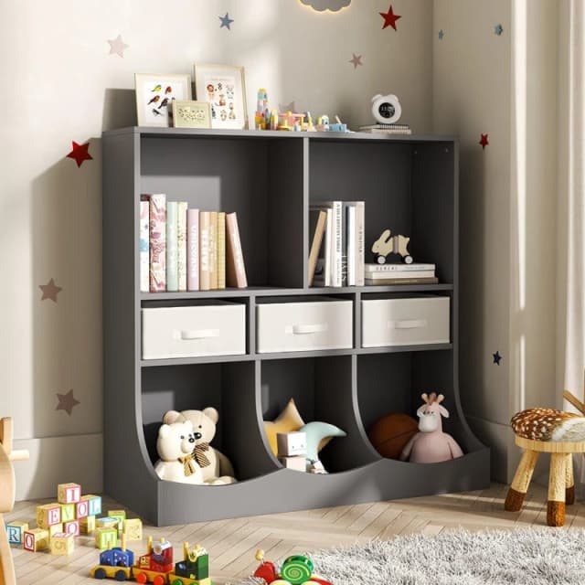 Kabinet UK 3-Tier Open Style Toy and Book Storage Cabinet Grey unisex One size