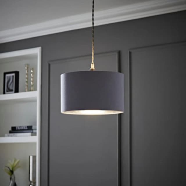 ValueLights ValueLights Reni Pale Grey with Metallic Chrome Inner Easy Fit Ceiling Lamp Shade Size: Small Pale Grey Small Unisex 5016529270744
