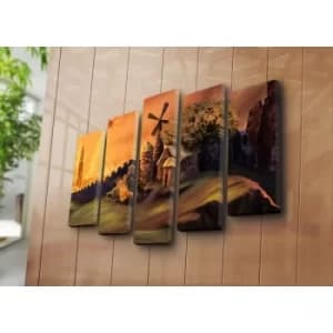 5PATK-167 Multicolor Decorative Canvas Painting (5 Pieces)