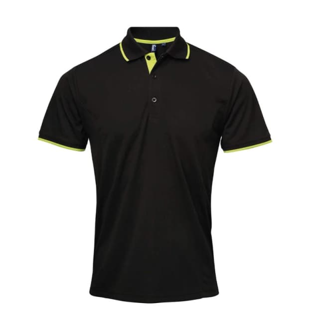 Premier Coolchecker Contrast Pique Polo Shirt Black male