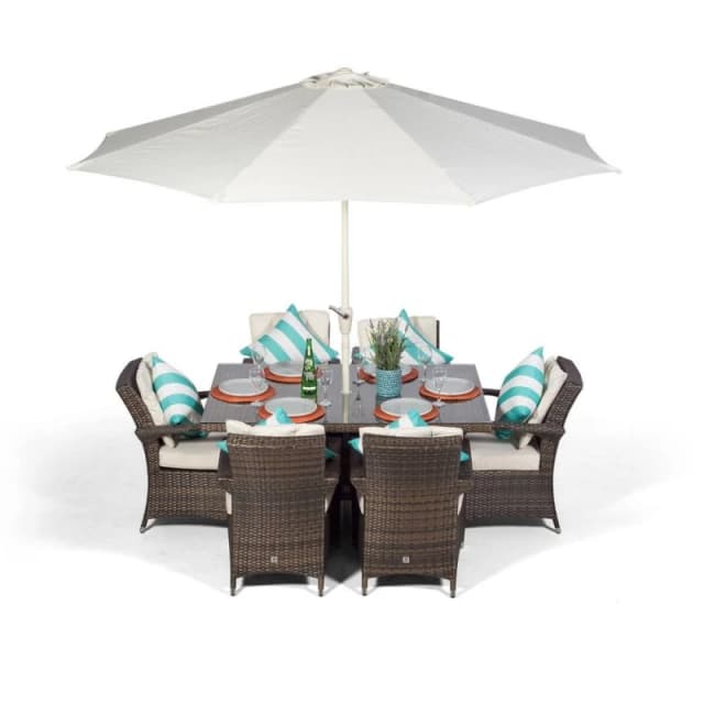 Thats Furniture Arizona Rectangular 6 Seater Rattan Patio Dining Set in Brown Brown Unisex