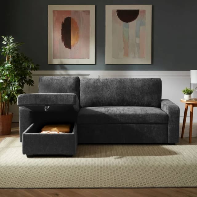 Artemis Home Coeburn Reversible Corner Sofabed with Storage in Dark Grey Dark Grey Unisex