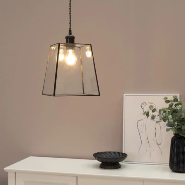 ValueLights ValueLights Susie Pair of Glass Pendant Lantern Case Easy Fit Lamp Shade in Black One Size Unisex 5059406047725