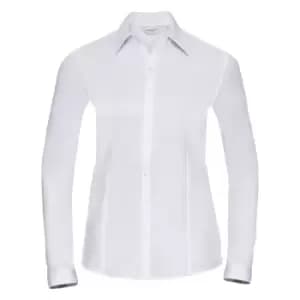 Russell Ladies/Womens Herringbone Long Sleeve Work Shirt (XL) (White)