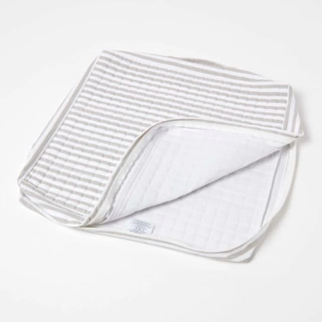 Homescapes Quilted Cotton Armchair Booster Cushion Cover Grey