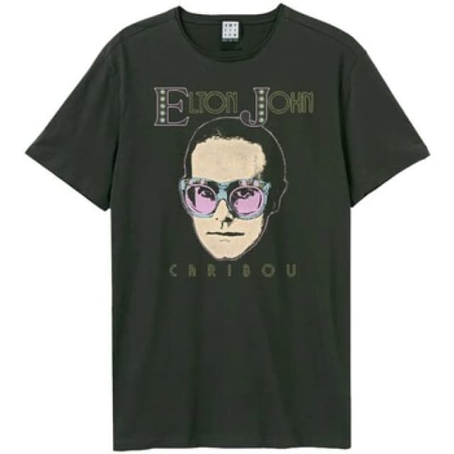 Amplified Amplified Men Caribou Face Elton John T-Shirt in Charcoal Size: X-Small Charcoal XS Male 5063806001256