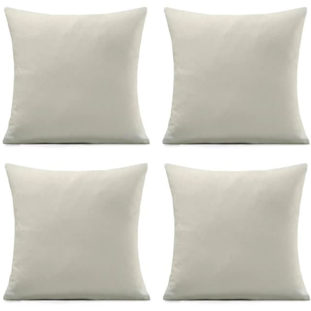Alan Symonds Set of 4 Plain Chenille Velvet Cushions Cream unisex 45x45cm