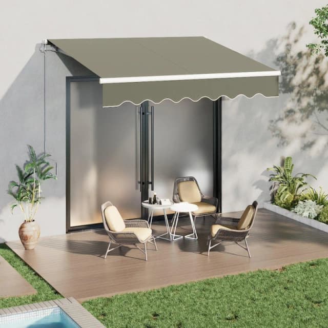 Breeins 250cm Retractable Patio Door Fabric Awning Grey Grey unisex Large