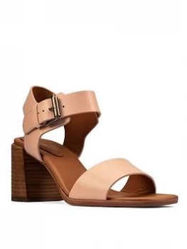 Clarks Landra70 Strap Leather Heeled Sandal - Pink Leather, Size 5, Women