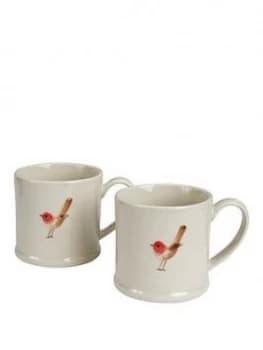 Gisela Graham Ceramic Christmas Robin Mini Jugs Set Of 2