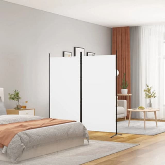 Vidaxl 2-panel Room Divider White 175X180 Cm Fabric, White 350258