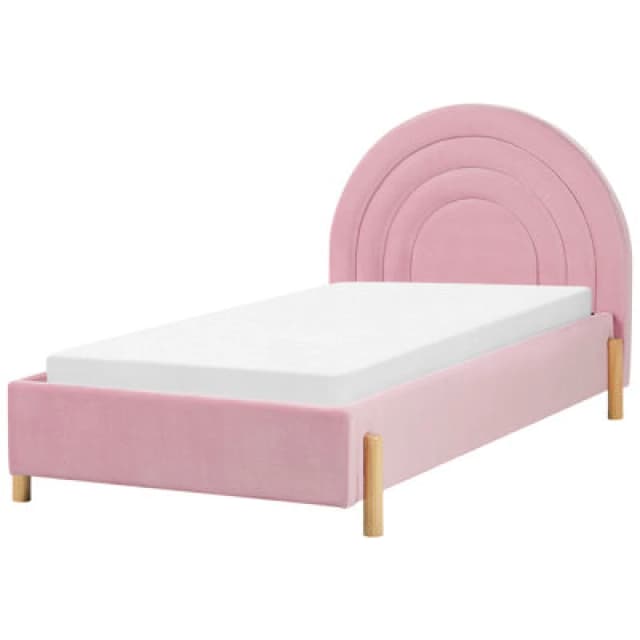 Beliani Kids Bed Velvet Anet 90 X 200 Cm (Eu Single) Pink