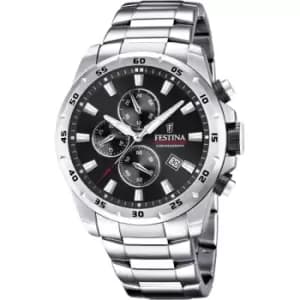 Mens Festina Chronograph Stainless Steel Black Dial Watch
