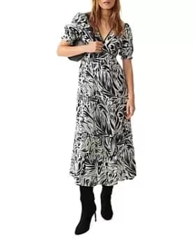 ba & sh Calas Abstract Print Midi Dress