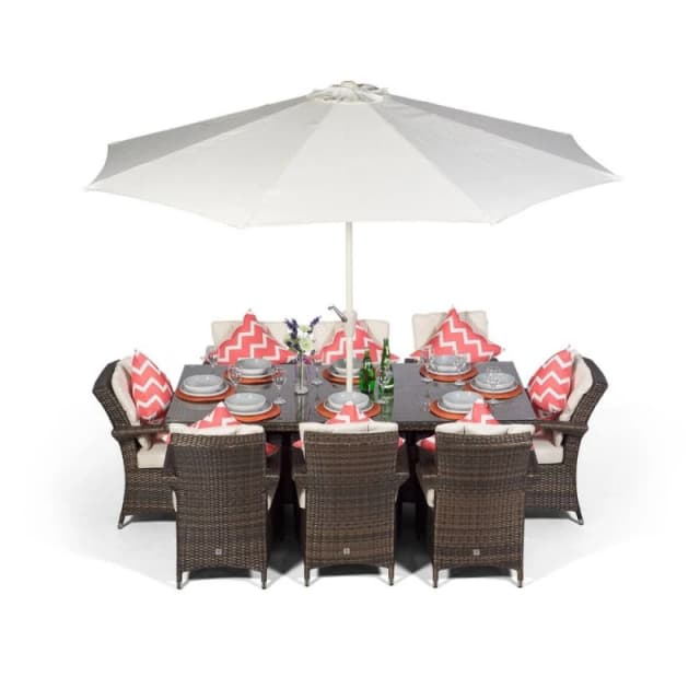 Thats Furniture Arizona Rectangular 8 Seater Rattan Patio Dining Set in Brown Brown Unisex