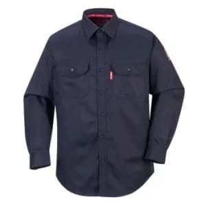 Biz Flame Mens Flame Resistant Work Shirt Navy L
