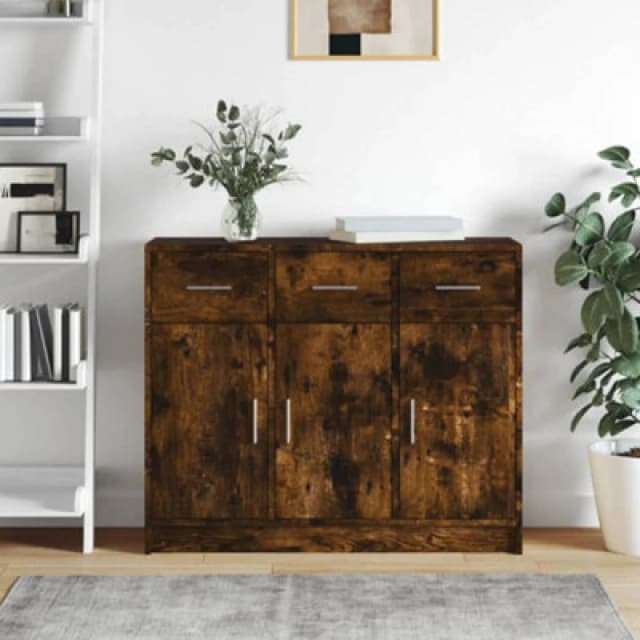 VIDAXL Sideboard Smoked Oak 91x28x75cm Engineered Wood Vidaxl 8720845886929