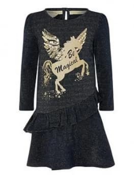 Monsoon Girls Be Magical Sweat Dress - Navy, Size 11-12 Years, Women