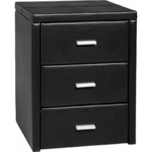 Seconique Prado Brown Faux Leather 3 Drawer Bedside Cabinet