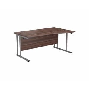 TC Office Start Silver Cantilever Frame Right Hand Wave Desk 1600x1000mm, Dark Walnut