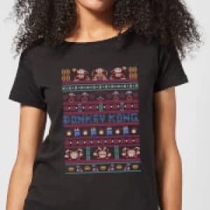 Nintendo Donkey Kong Retro Black Christmas Womens Christmas T-Shirt - Black