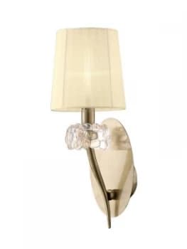 Wall Lamp Switched 1 Light E14, Antique Brass with Cream Shade