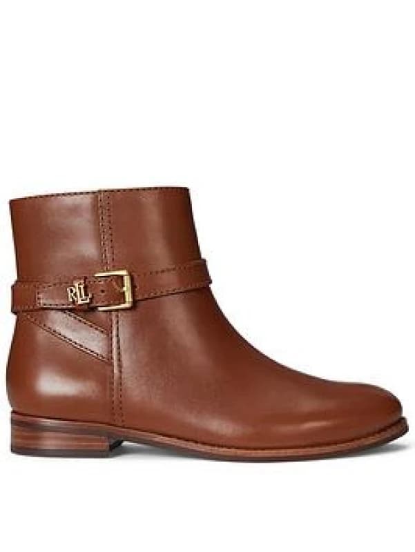 Lauren Ralph Lauren Brooke Ankle Boots in Smooth Leather Tan Women 37 (4);37.5 (4.5);38 (5);39.5 (6)