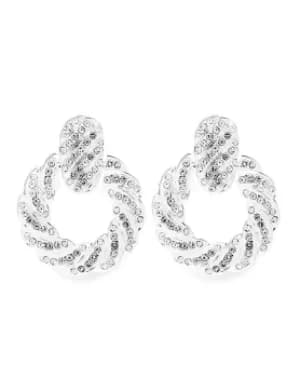 Mood Silver Pave Round Drop Earrings