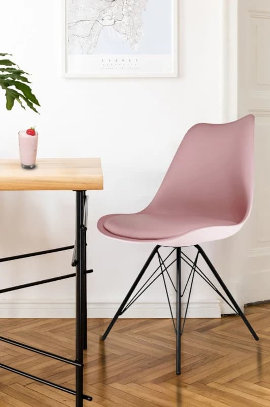 Fusion Living Soho Plastic Dining Chair with Black Metal Legs Dusty Pink