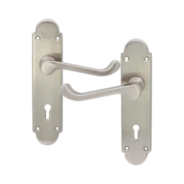 Spira Brass Oakley Lock Lever Handle Satin Nickel