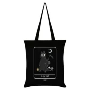 Spooky Cat Death Tarot Tote Bag (One Size) (Black/White)