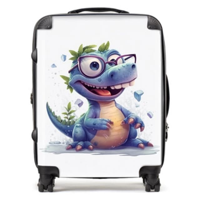 Warren Reed Designer Happy Dinosaur With Glasses Suitcase - Large