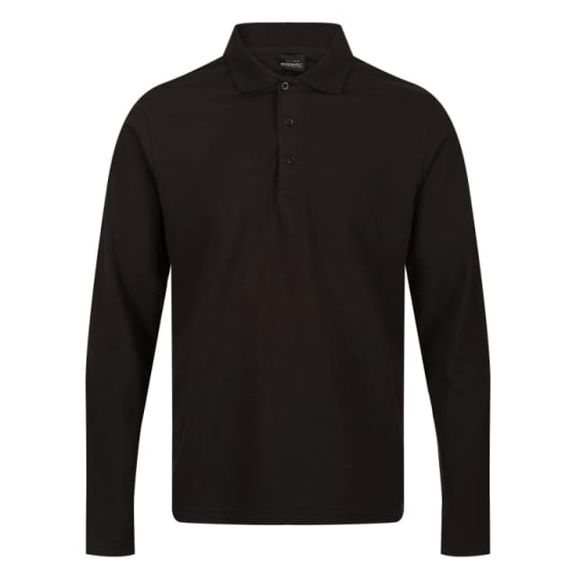 Regatta Professional Mens Long-Sleeved Polo Shirt in Black Size: XS Black Male XS