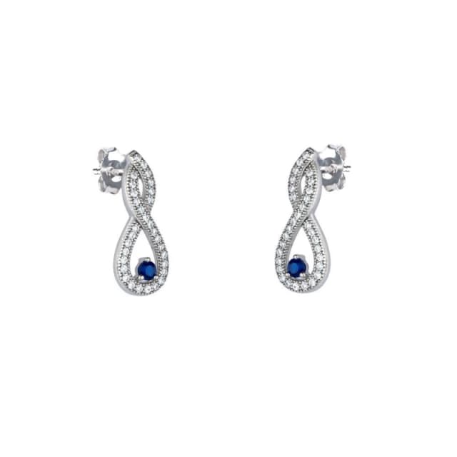 Jewelco London Sterling Silver Blue CZ TearDrop Twist Drop Earrings - RE15114SP Silver female