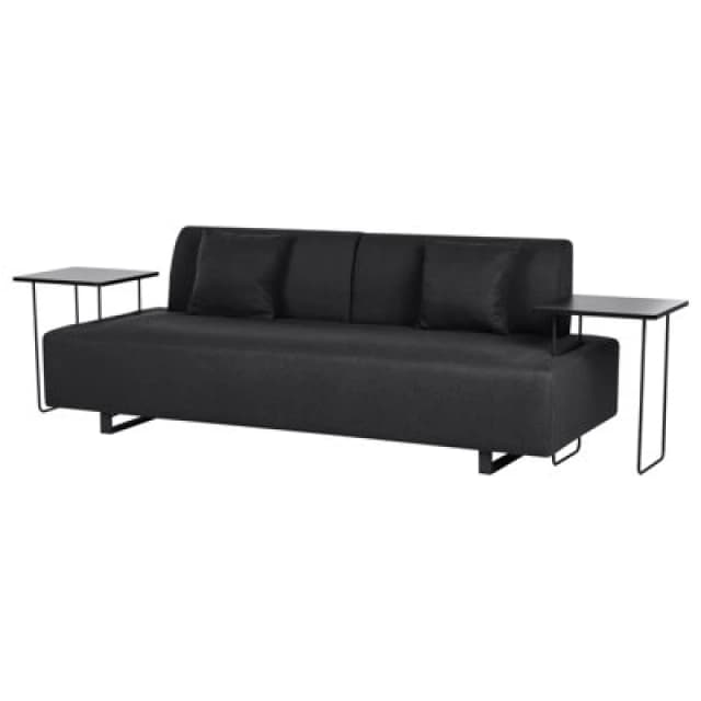 Beliani Sofa 3 Seater Sokna Fabric Black With Tables