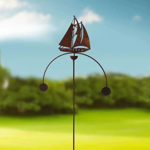 Sailing Boat Wind Rocker Double Bare Metal/Ready to Rust - Steel - W54 x H148.5cm PoppyforgeSAILINGBOATWINDGR13