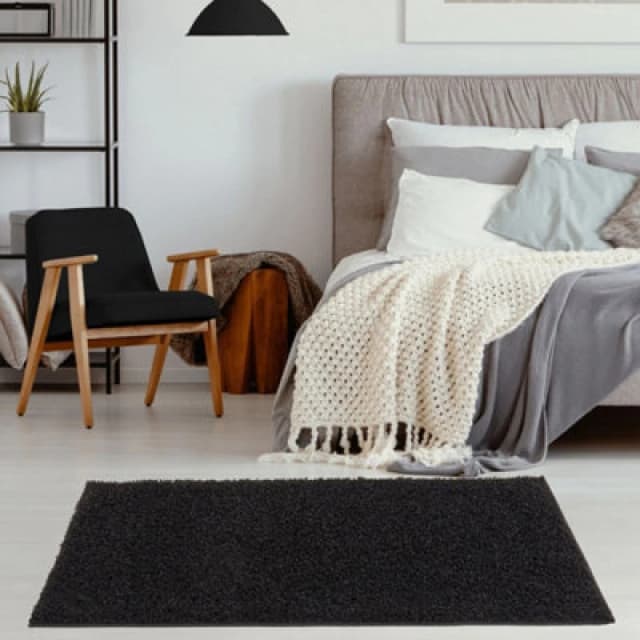 The Rugs Myshaggy Collection Living Room Rugs Solid Design Black