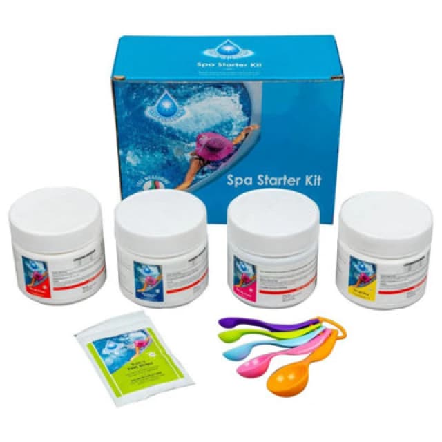 Shatchi Blue SPARKLE Chemical Starter Kit for Hot tub Spa Swimming Pool Water Cleaning Treatment Set for Mspa (Includes Chlorine, pH Minus White unise