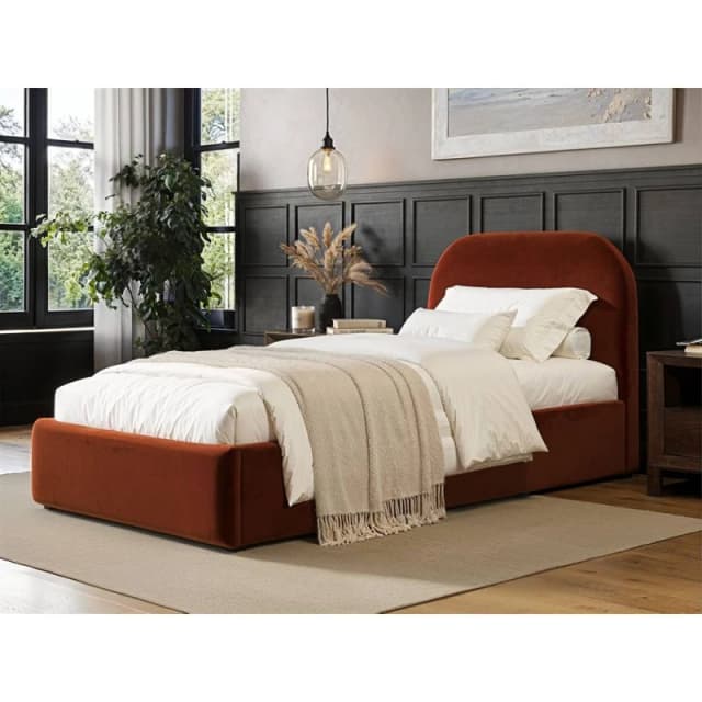Flair Alba Single Ottoman Bed in Orange Orange Unisex Single