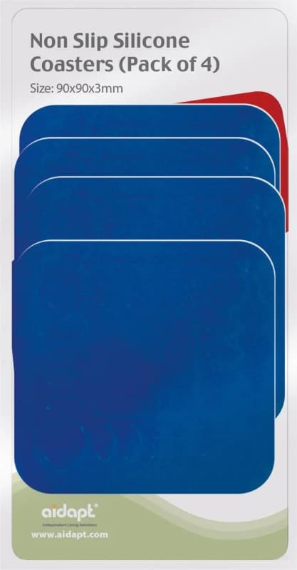 Aidapt 9cm Square Coasters Blue Pk 4 Blue
