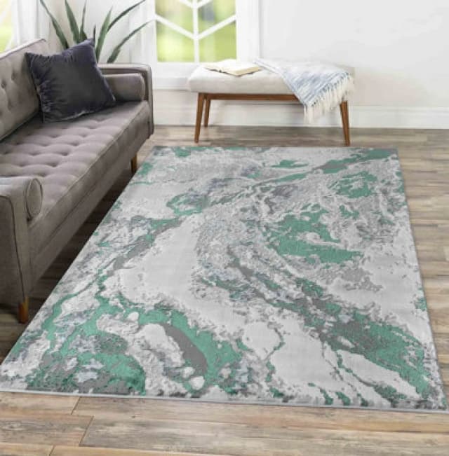 Picasso Modern Waterflow Abstract Area Rugs Aqua 120X170 Cm