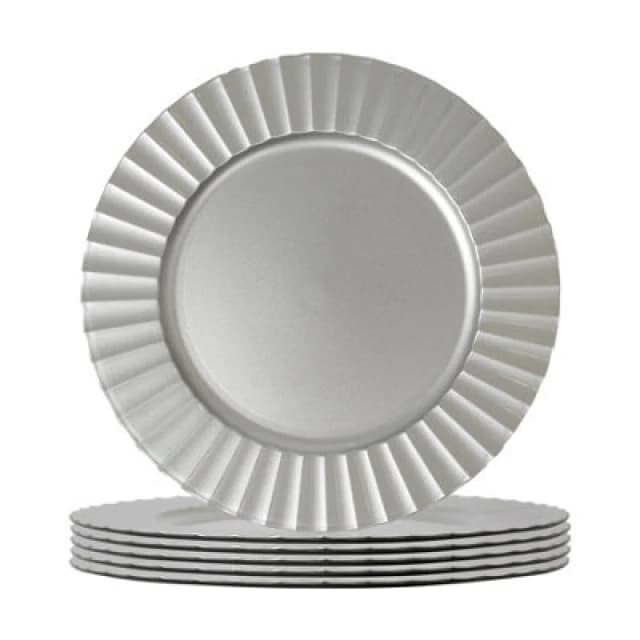 Argon Tableware Round Charger Plates - 33Cm - Silver Flute - Pack Of 6