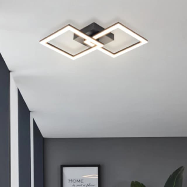 Eglo Huerta-e Flush Ceiling Light Black