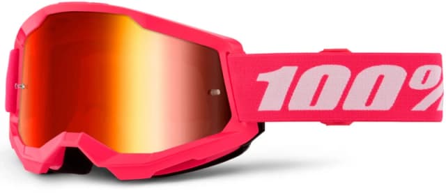 100% Strata 2 Essential Chrome Motocross Goggles, white-pink for Men
