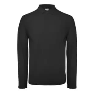 B&C ID.001 Mens Long Sleeve Polo (3XL) (Jet Black)