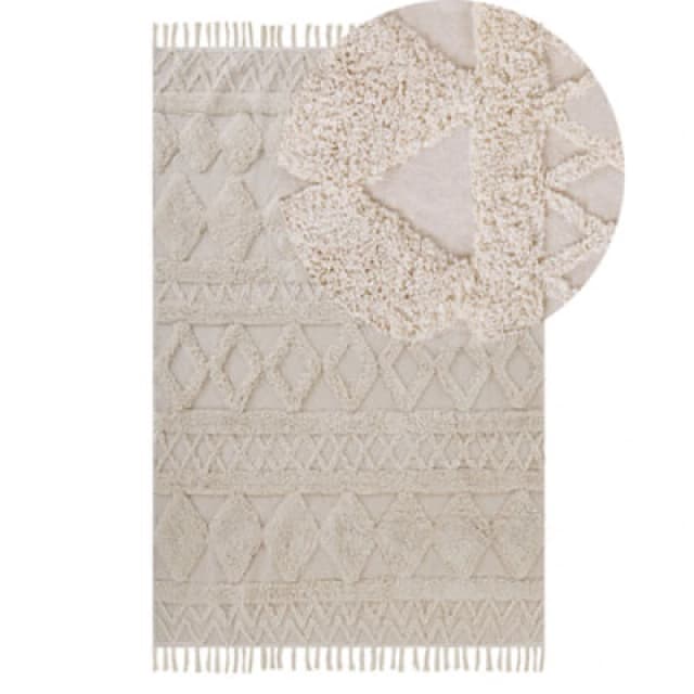 Beliani Rug Didim Beige 140 X 200 Cm Cotton